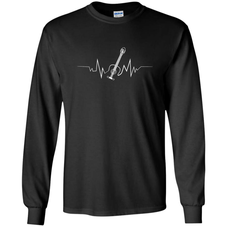 AGR Acoustic Guitar Heartbeat T-shirt Cool Gift for Guitarists Long Sleeve T-Shirt