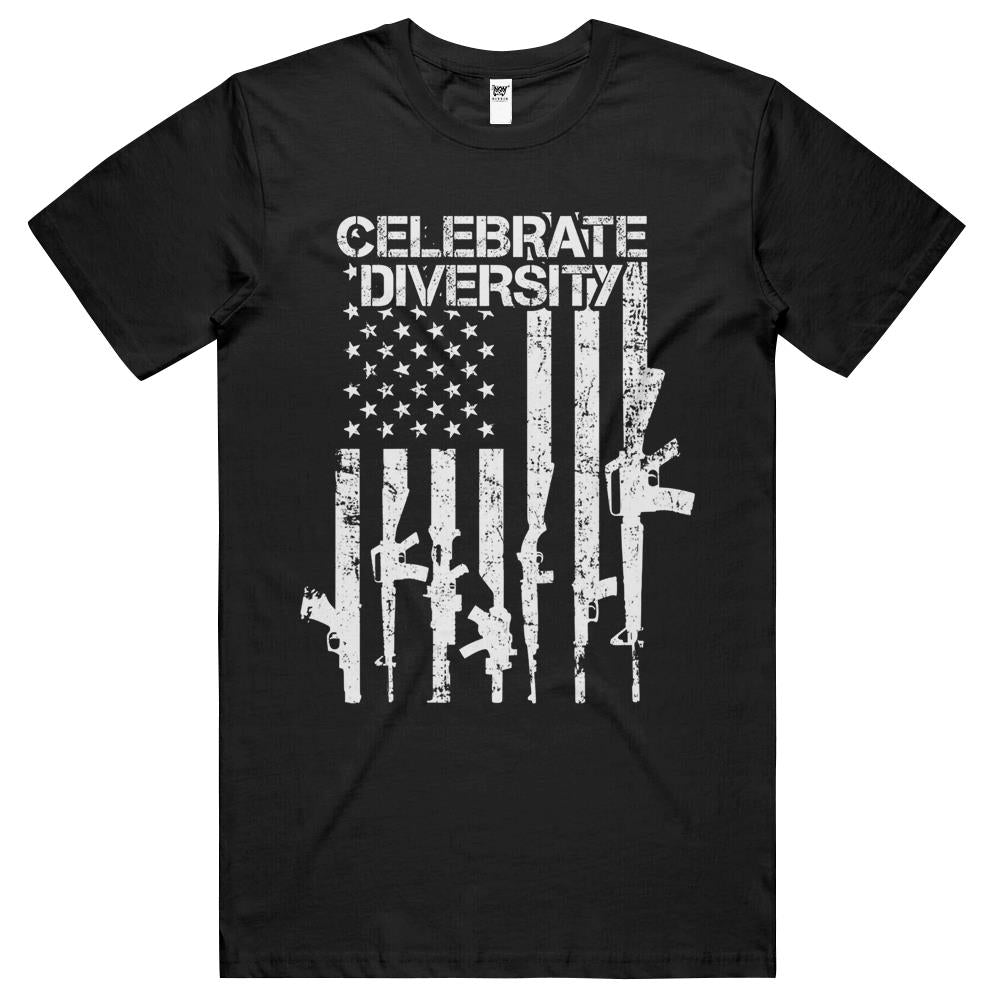 Celebrate Diversity – Funny Guns Usa Flag Pro Gun T Shirts