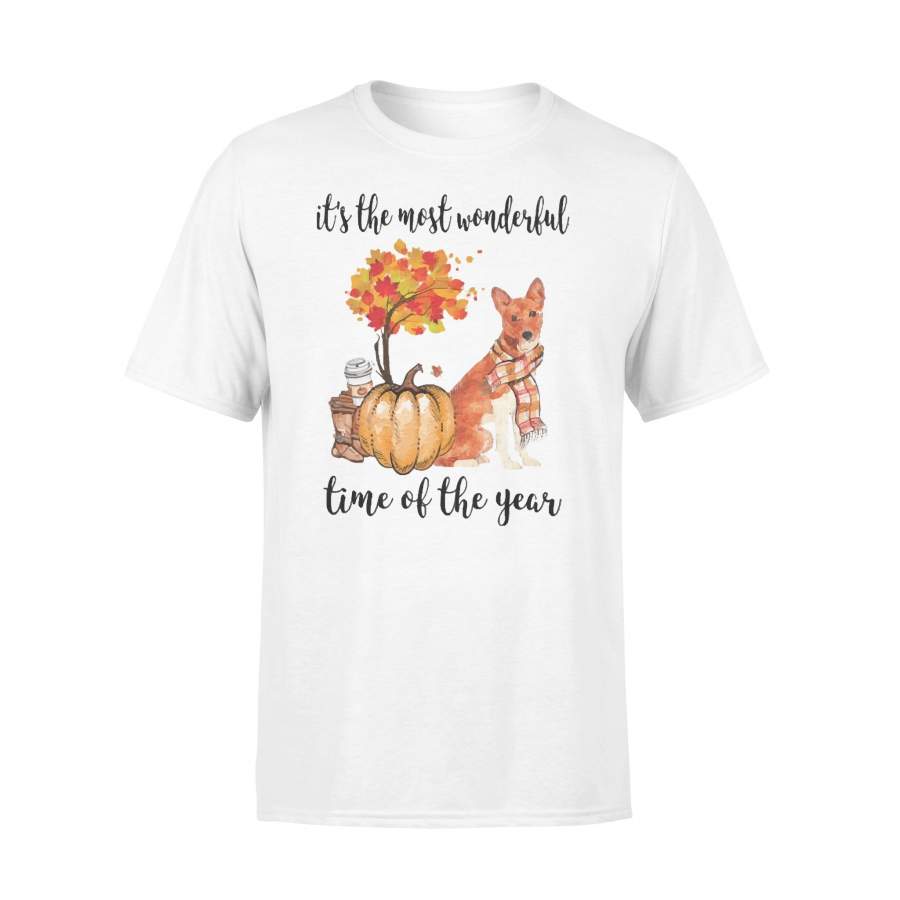 Fall Pumpkin It’s The Most Wonderful Time Of The Year Basenji T-Shirt