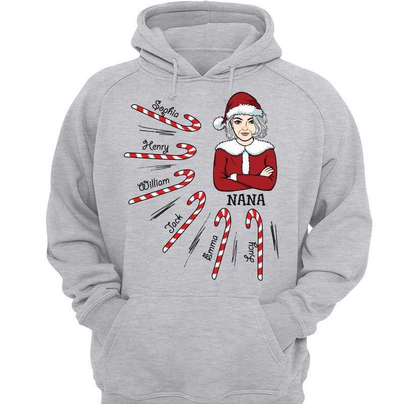 Christmas Candy Canes Mom Grandma Personalized Hoodie Sweatshirt