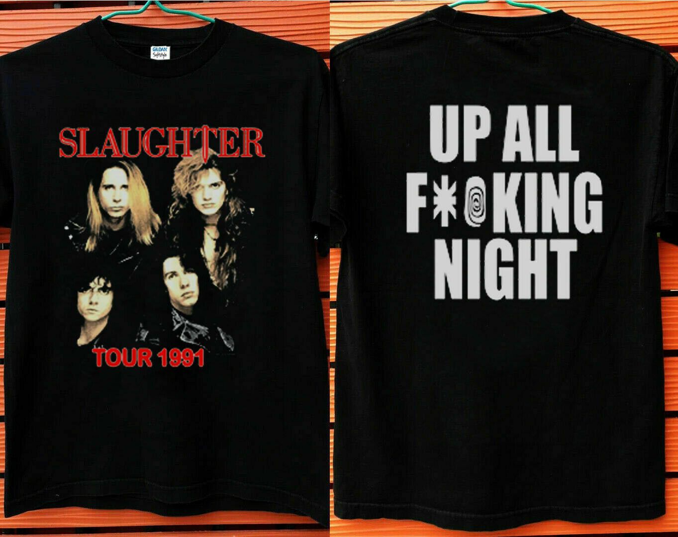 Slaughter Tour 1991 Black Cotton Reprint T-Shirt