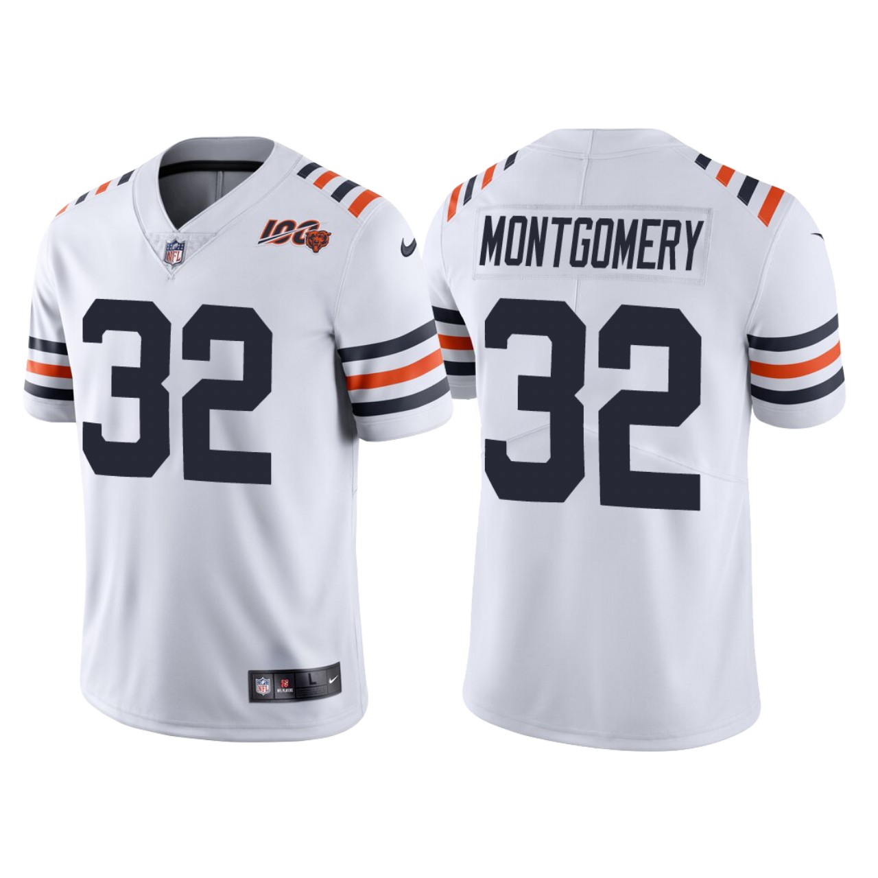 Chicago Bears 100th Anniversary David Montgomery White Classic Limited Jersey