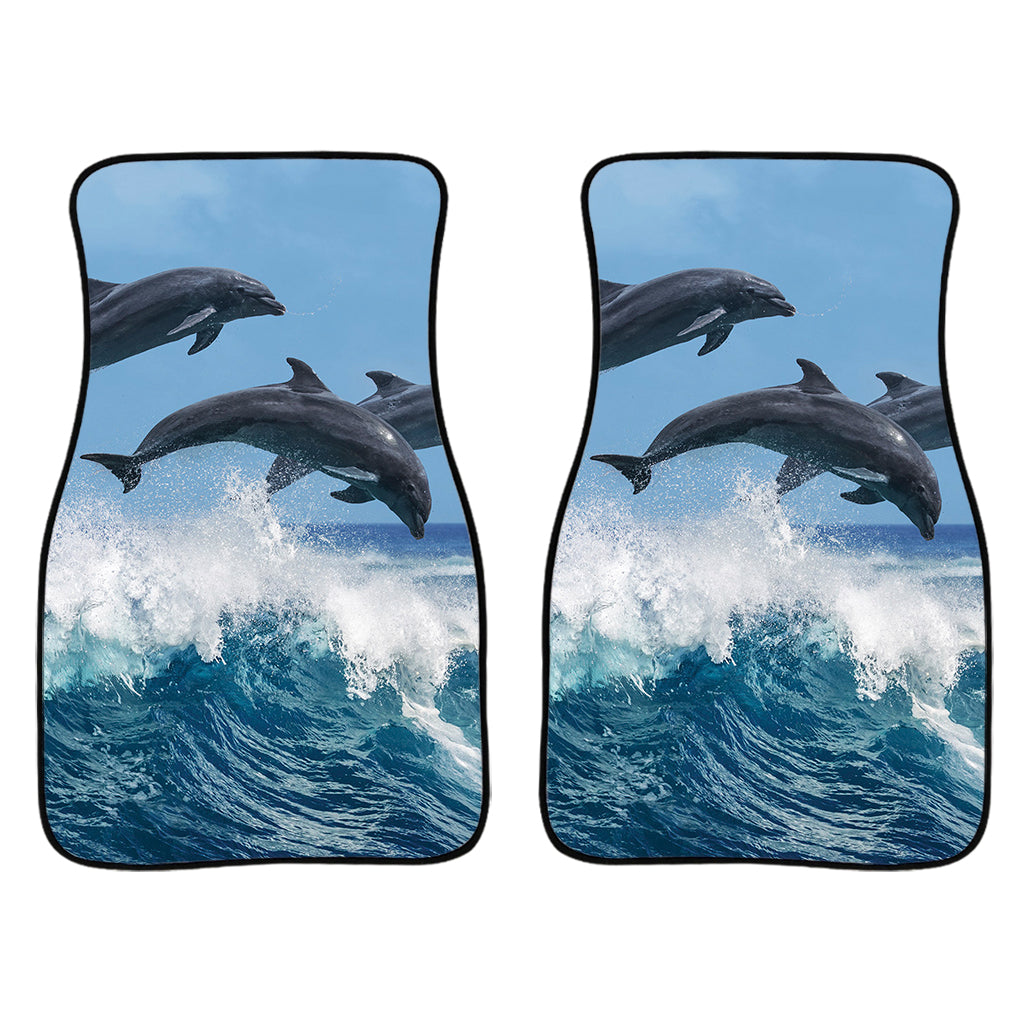 Dolphins Jumping Over Waves Print Front Car Floor Mats