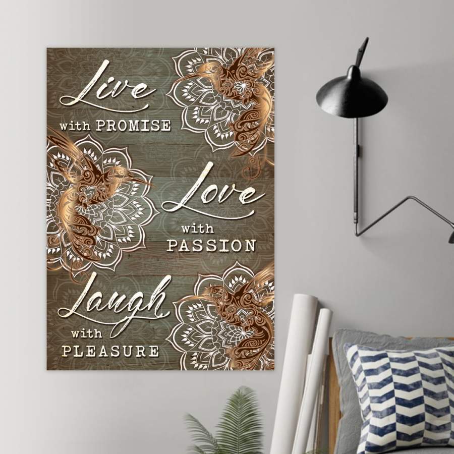 Hummingbird –  Live Love Laugh Mandala Hummingbird  – Poster