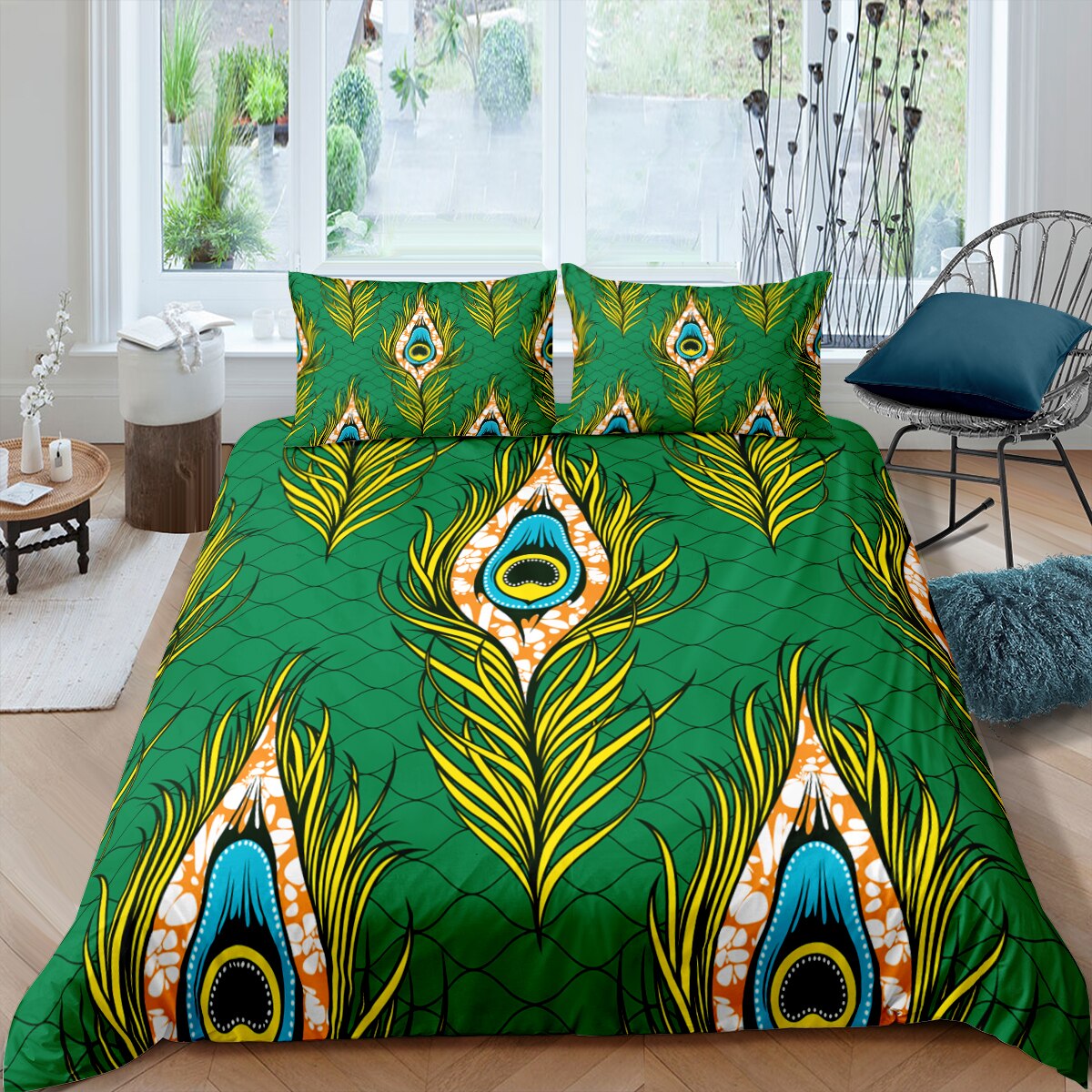 2-3 Pieces African Print Duvet Cover With Pillowcase Cover Print Single Queen King Vintage 3D Bedding Zipper Closure