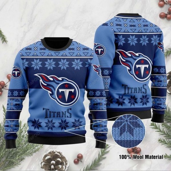 Tennessee Titans Navy Blue Gift For Fan Ugly Wool Sweater Christmas