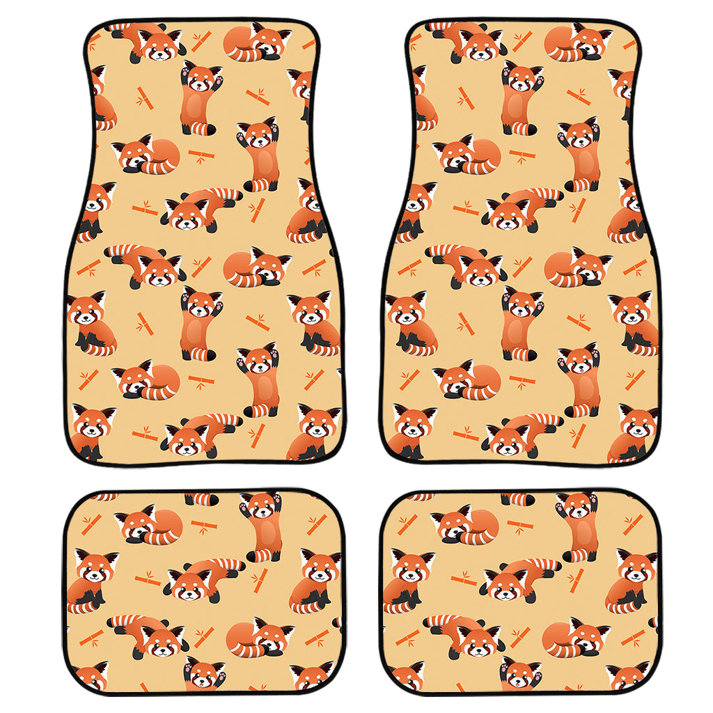 Cute Red Panda And Bamboo Pattern Print Front And Back Car Floor Mats, Front Car Mat