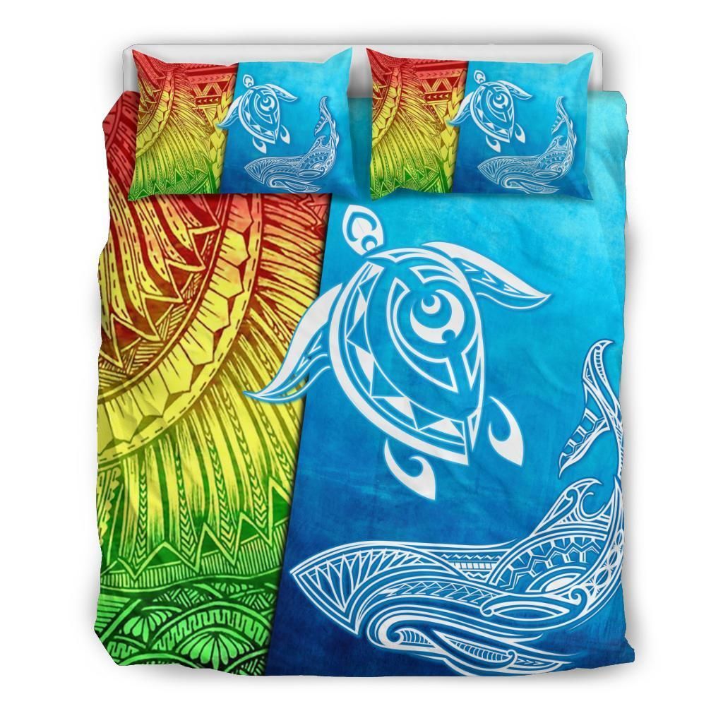 Alohawaii Bedding Set – Cover And Pillow Cases Hawaiian – Hawaii Turtle Shark Polynesian And Sea – Ah – J4