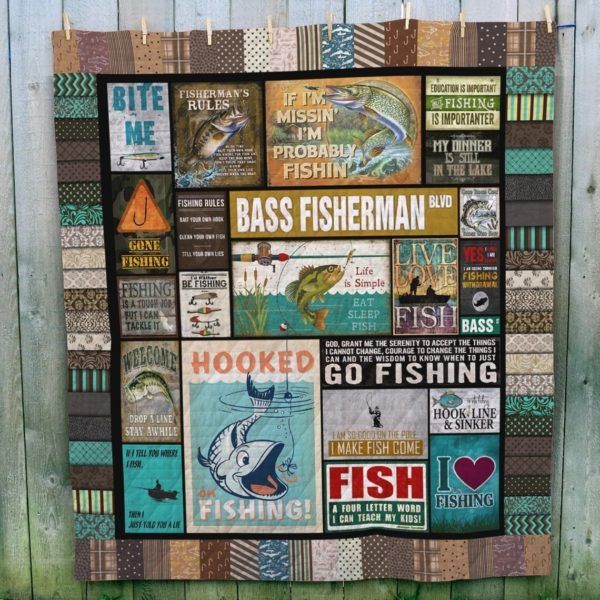 Hooked On Fishing 3D Quilt Blanket HGM42