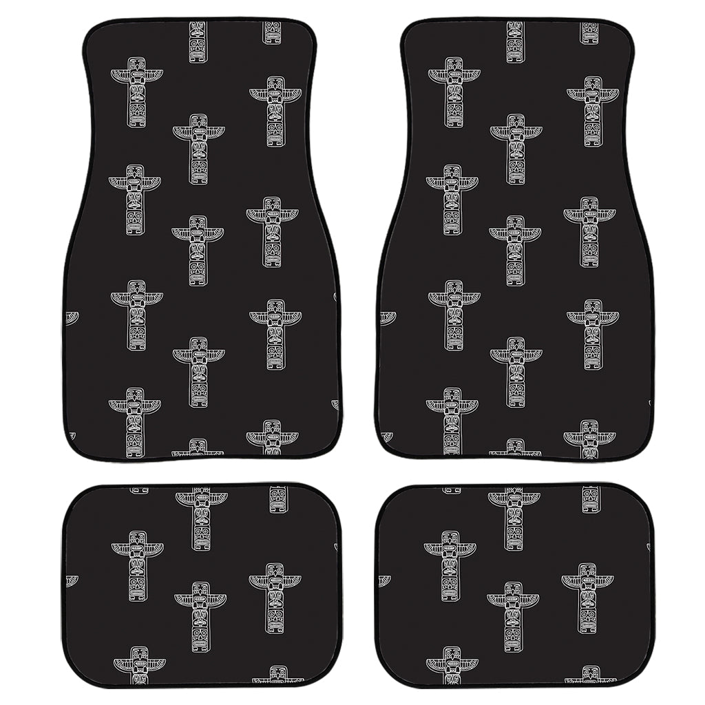 Tribal Totem Pattern Print Front And Back Car Floor Mats, Front Car Mat