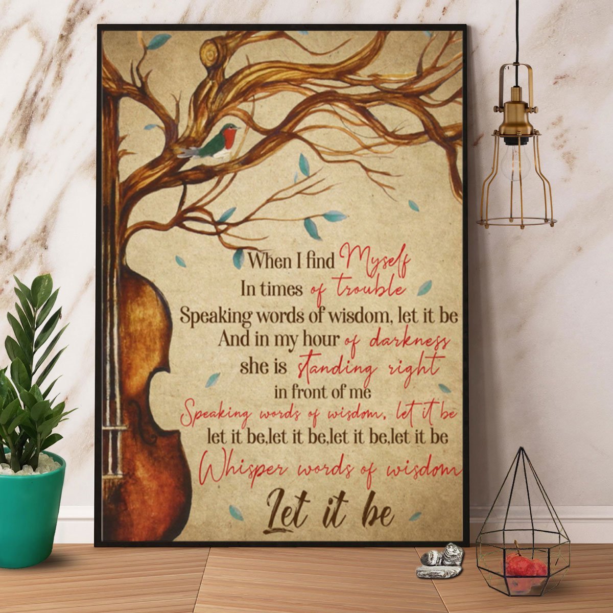 Violin When I Find Myself She Is Standing Right In Front Of Me Tree Vintage  Poster No Frame Matte Canvas