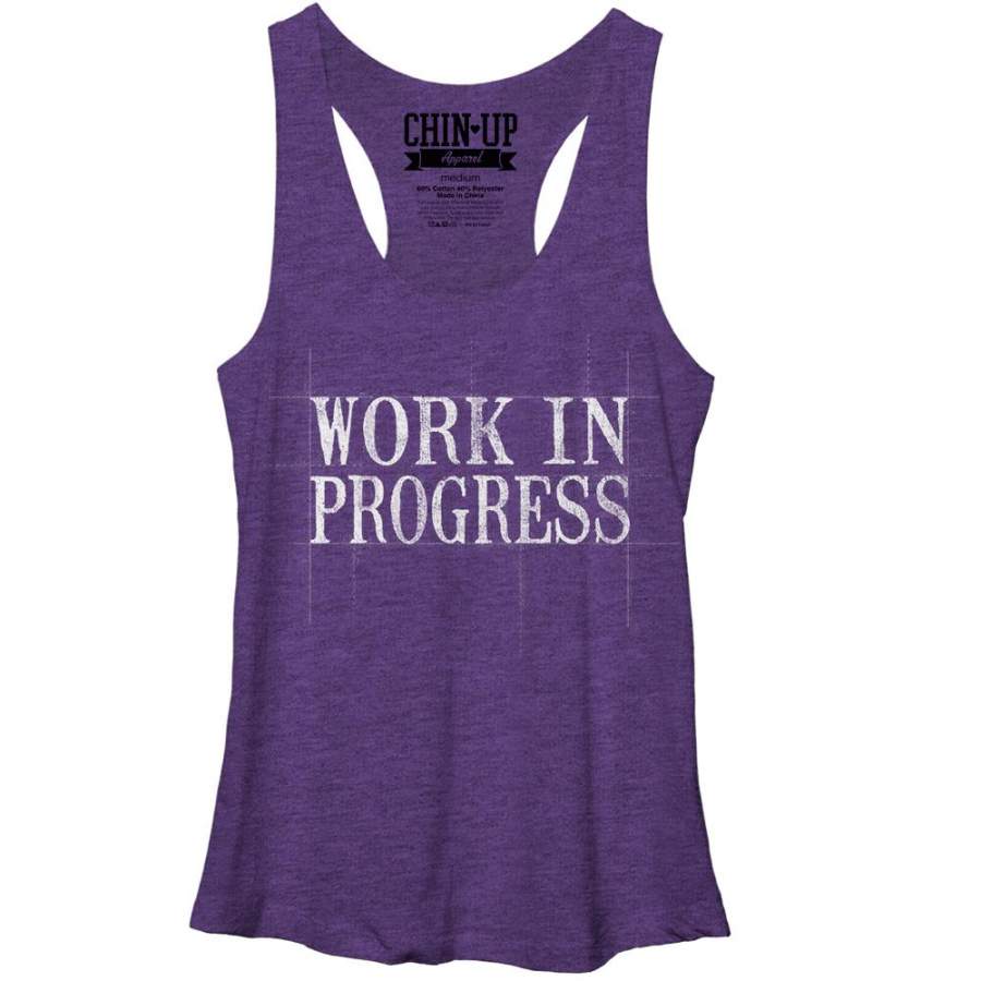 CHIN UP Women’s Work in Progress  Racerback Tank Purple Heather