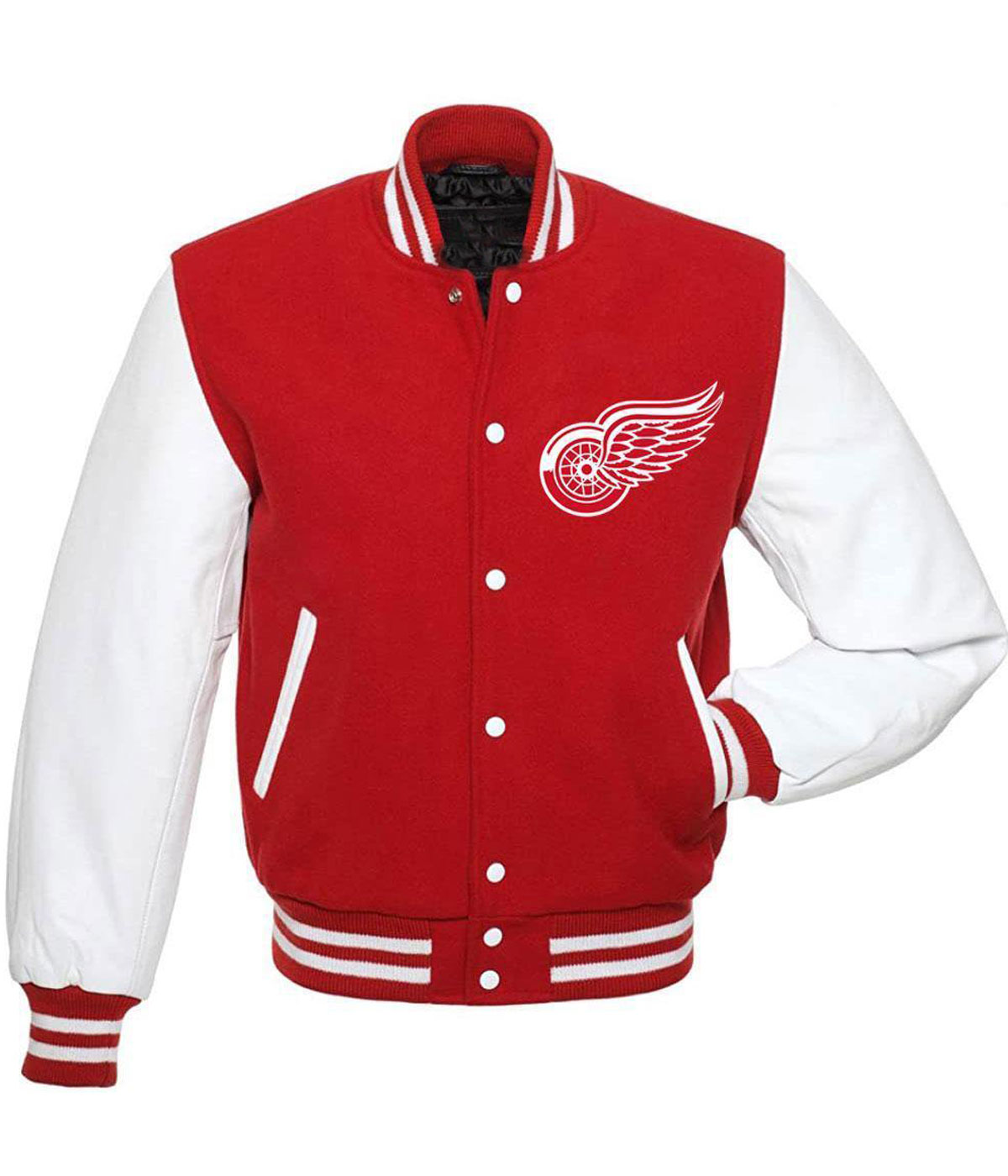 Detroit Red Wings Red White Baseball Jacket