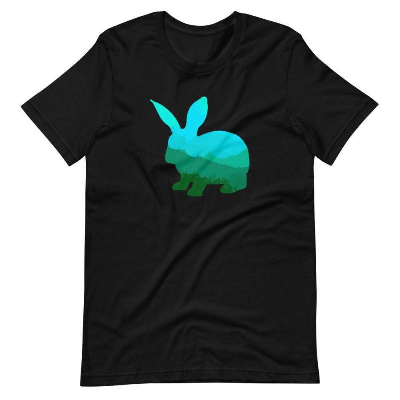 Crushtee Green Rabbit Funny Shirt | Double Exposure Humor Tee | Bunny Animal Lover Tees | Silhouette Surreal Design | Vacation Trip Unisex T Shirt Long Sleeve Hoodie