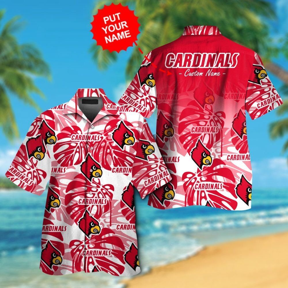 Louisville Cardinals Short Sleeve Button Up Tropical Hawaiian Shirt