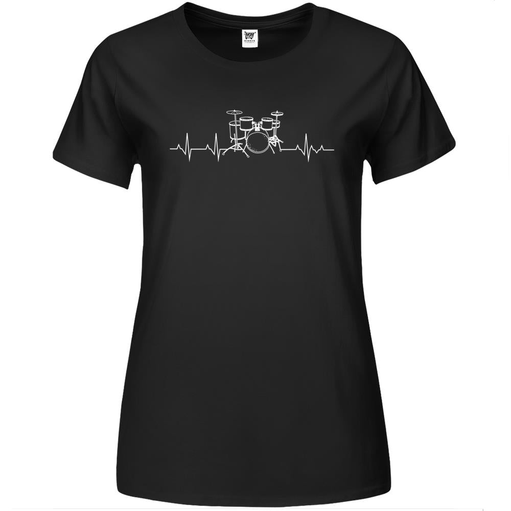 Drums Heartbeat – Funny Drummer Premium Womens T Shirts