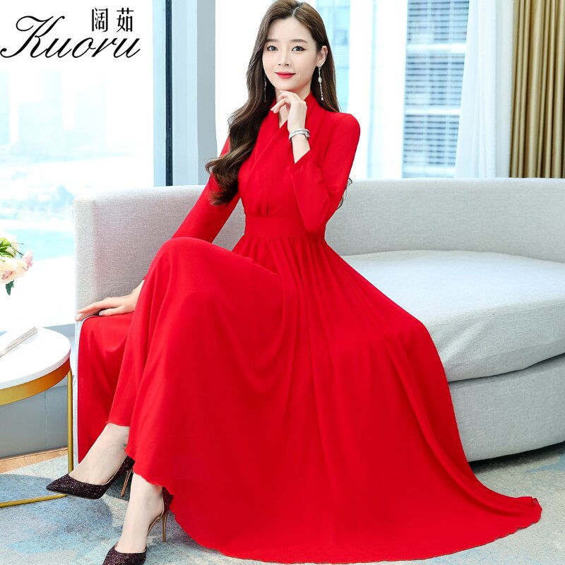 White Vintage Maxi Summer Dress Women 2022 Chiffon Vestidos Elegantes Para Mujer Long Sleeve Red Tunics Casual Prom Dresses For alx