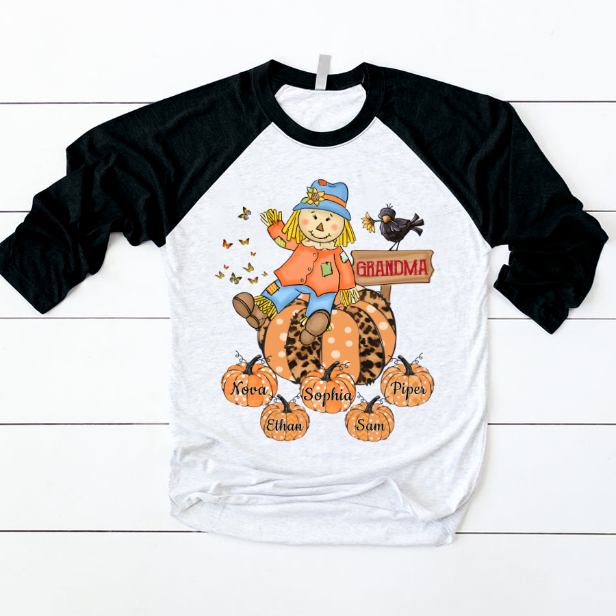 Grandma Grandkids Pumpkin Leopard Art Shirt