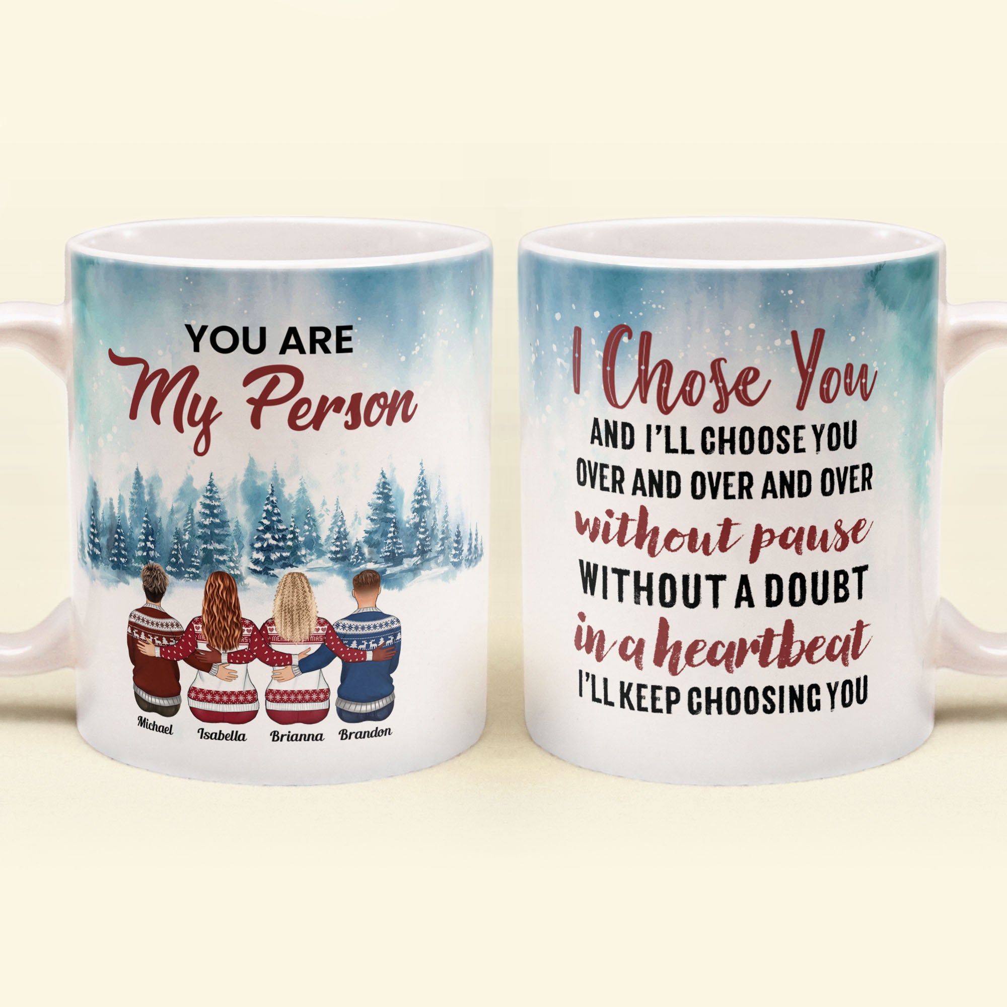 Besties You Are My Person – Personalized Mug – Christmas Gift For Friends – Ugly Sweater Friends