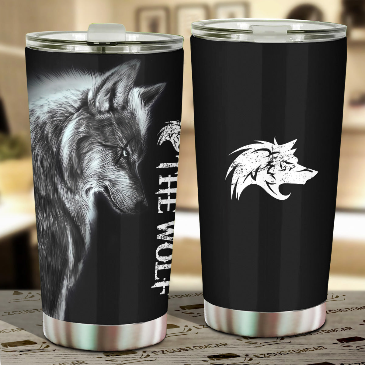 The Wolf Car Tumbler Cup Custom Animal Car Accessories