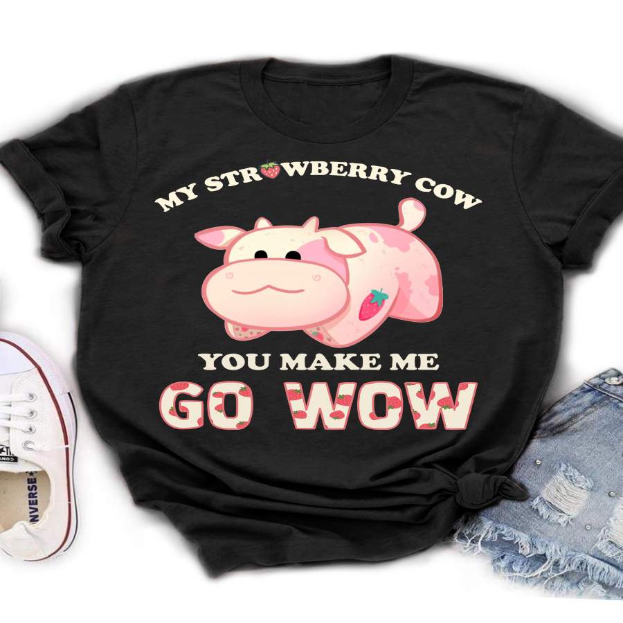 Classic Women T-shirt – Strawberry Cow – Cute Shirt, Cow Shirt – 5959