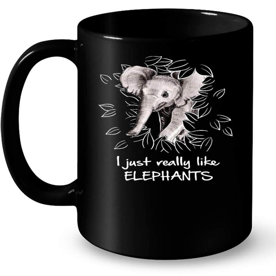 I Just Really Like Elephants – Full-Wrap Coffee Black Mug