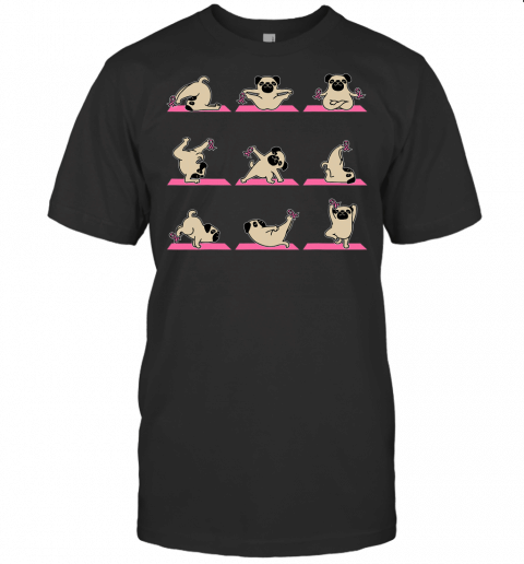 Pug Yoga Pink Ribbon Funny Dog Breast Cancer Awareness Gifts T Shirt