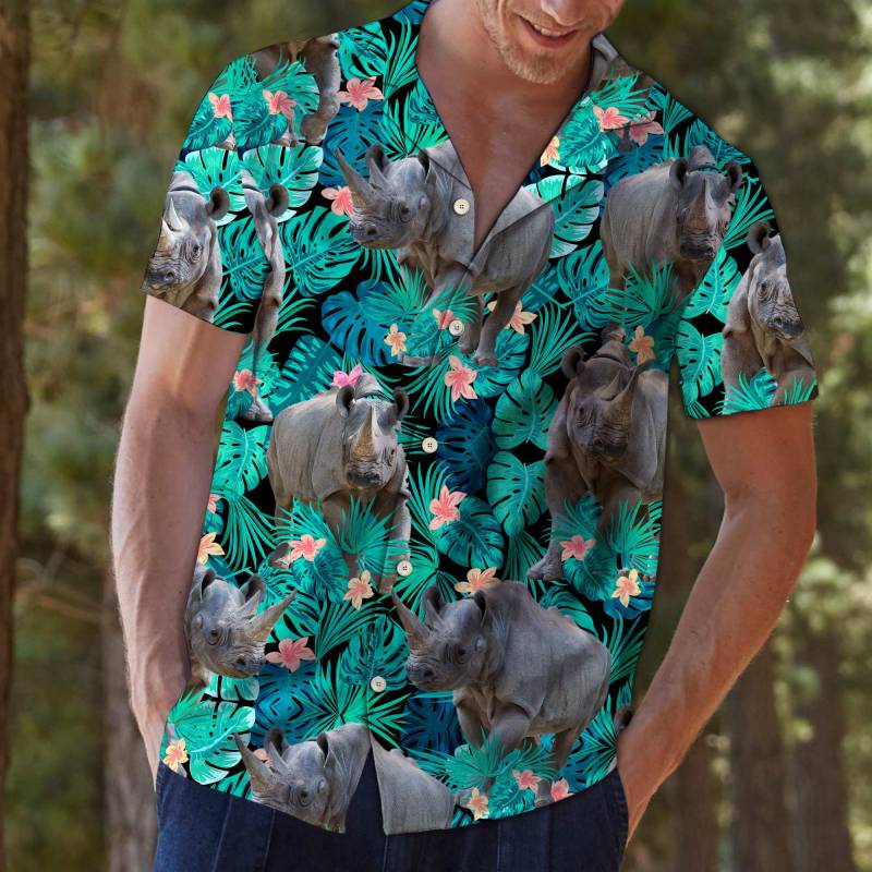 Rhinoceros Tropical Hawaiian Shirt Ha108583