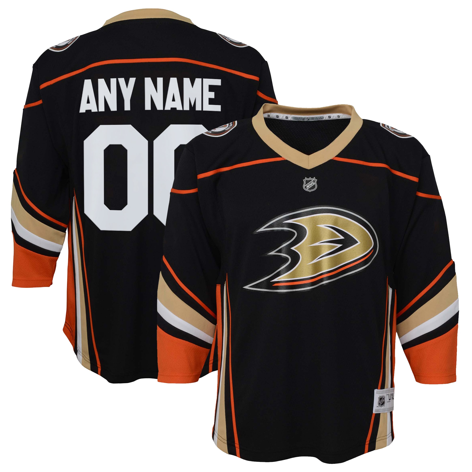 Anaheim Ducks Youth Home Replica Custom Jersey – Black