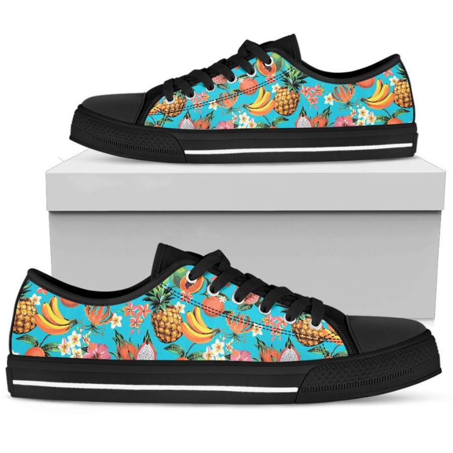 Vintage Tropical Fruits Pattern Print Men’s Low Top Shoes