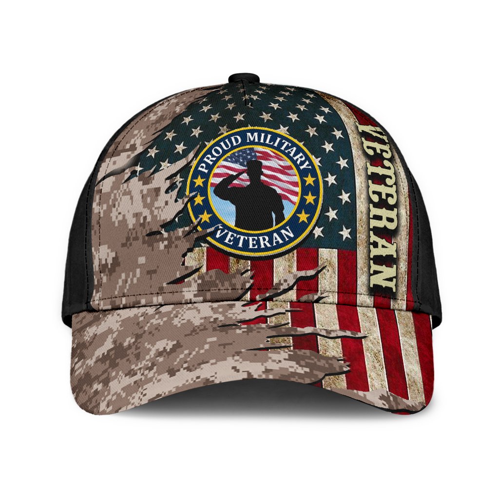 Veteran 3D All Over Printed Proud Millitary Flag Classic Cap ...