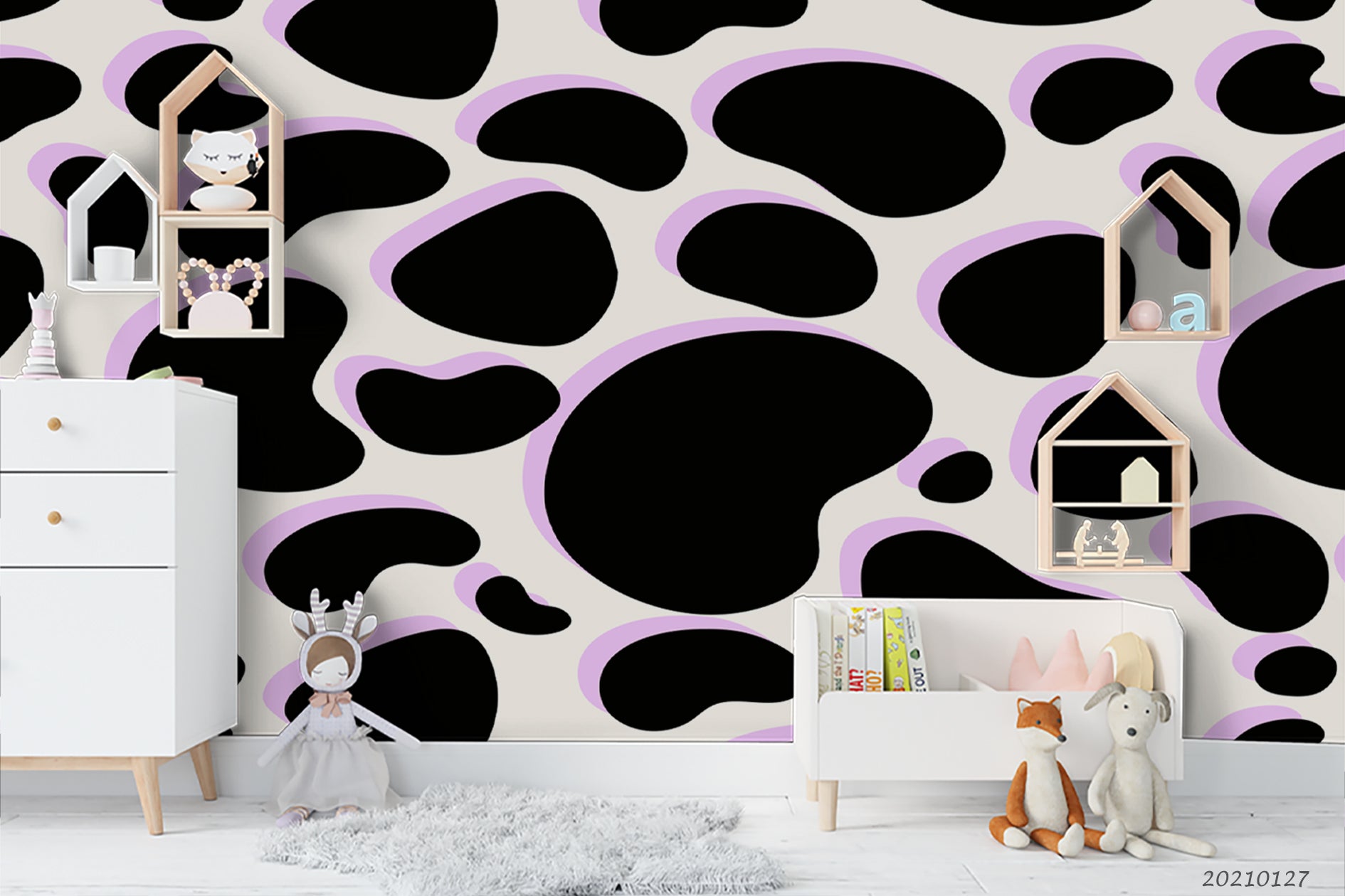 3D Hand Drawn Animal Print Wall Mural Wallpaper Lqh 87