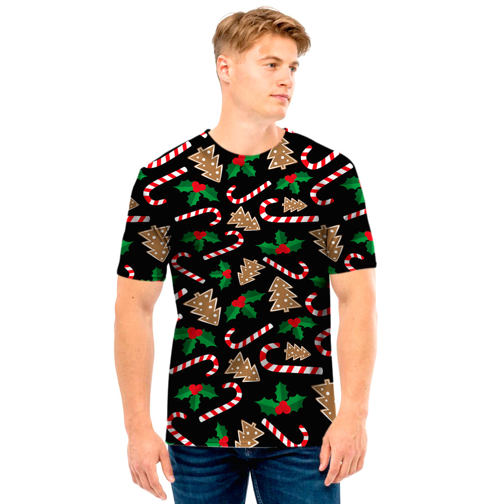 Christmas Cookie And Candy Pattern Print Men’S T-Shirt