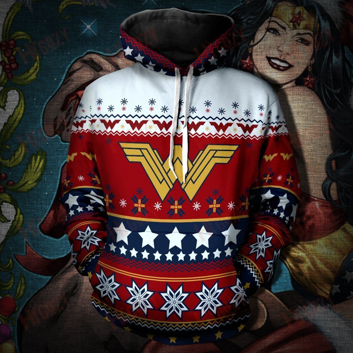 Xmas Wonder Woman Unisex Pullover Hoodie T-Shirt