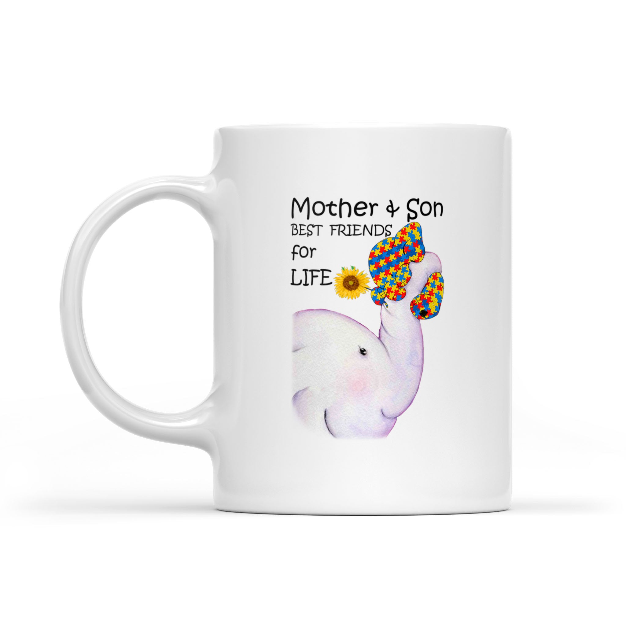 Mother And Son Best Friends For Life Elephant Family – White Mug