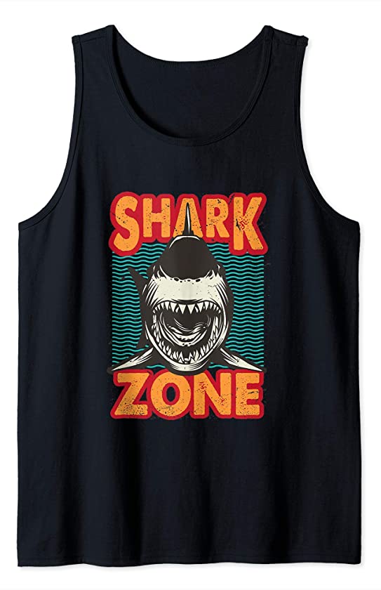 Shark Graphic Tee, Retro Style Killer Shark shirt Cool Grift Tank Top