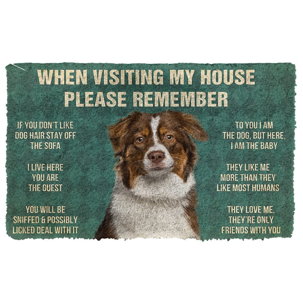 Gearhumans 3D Please Remember Australian Shepherd Dogs House Rules Custom Doormat