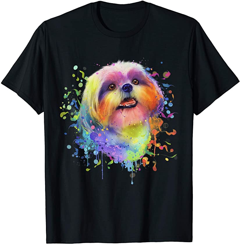 Splash Art Shih Tzu Cute Puppy Gift Men Women Dog Lover T-Shirt