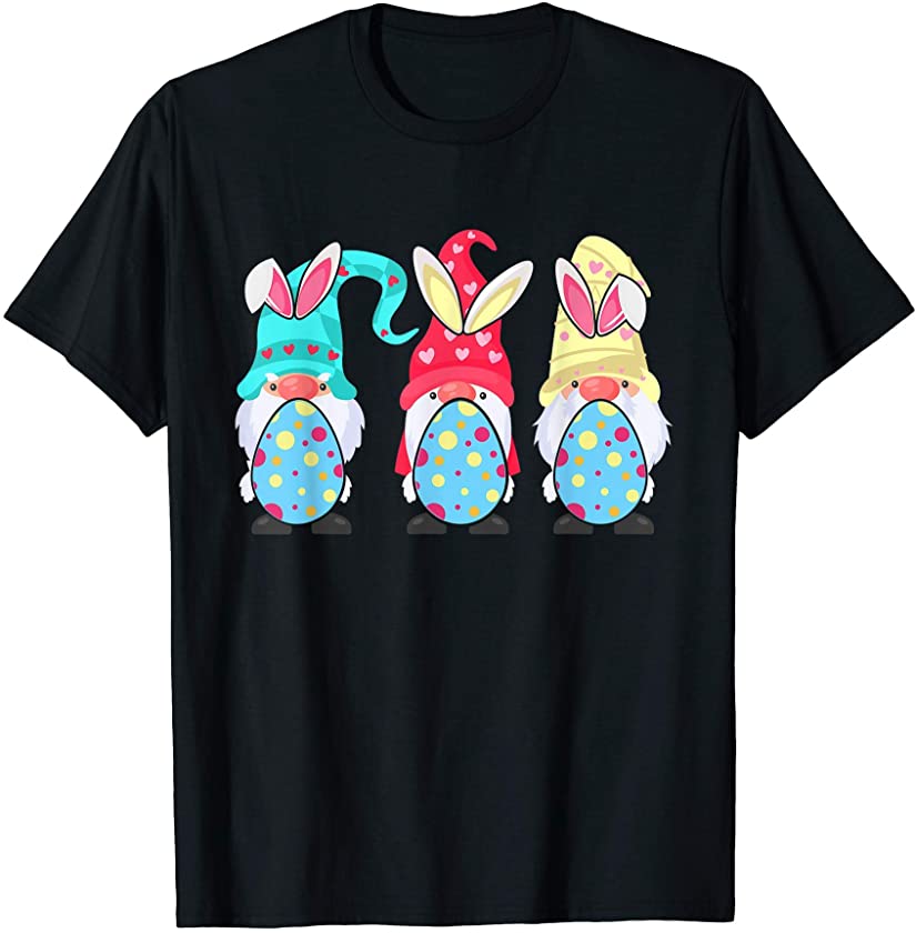 Cute Gnomes Bunny Easter Egg Hunting T-Shirt