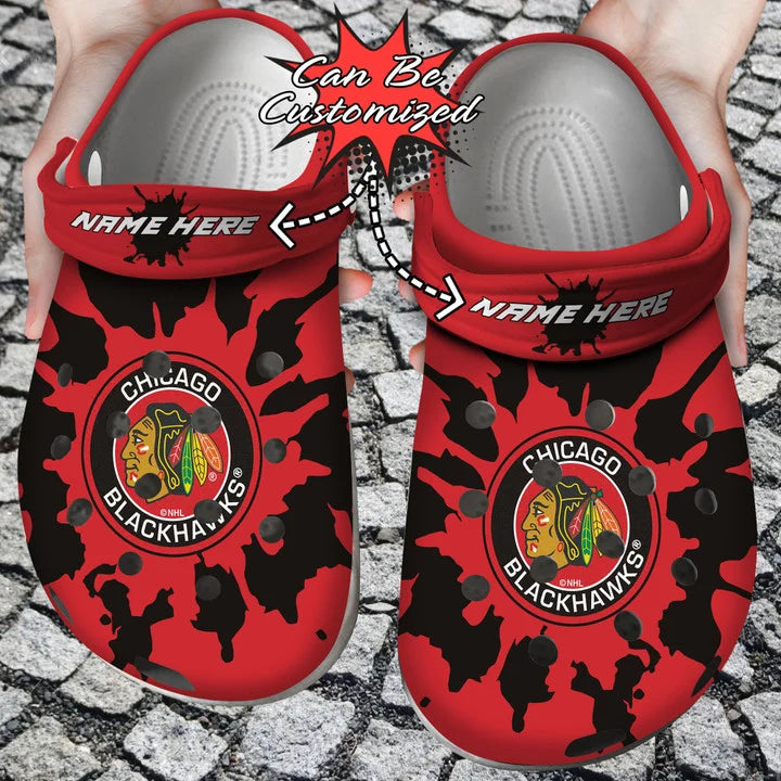 Hockey Crocss – Personalized C.Blackhawks Color Splash Clog Shoes