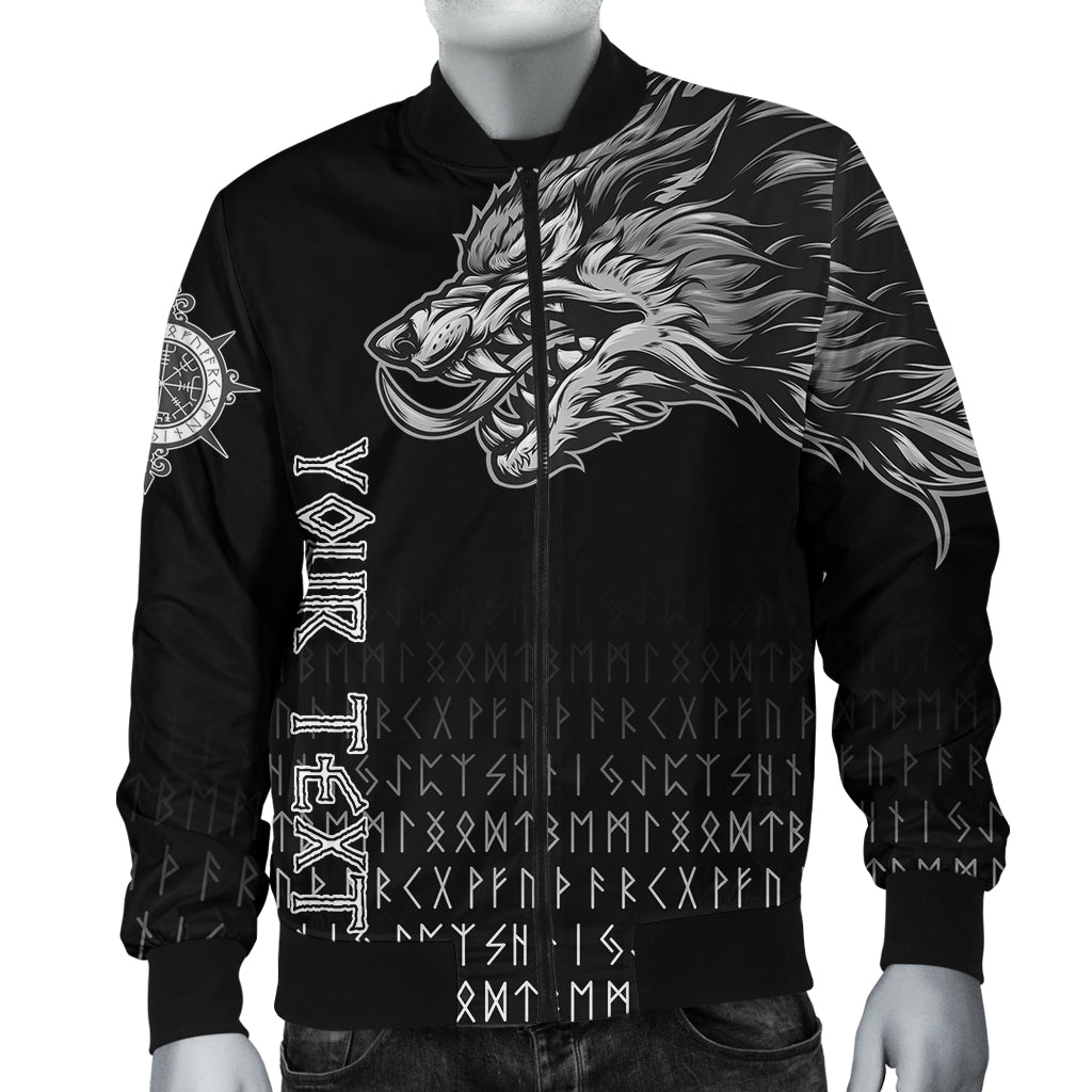 (Custom) Viking Style Bomber Jacket Fenrir Wolf Near Shoulder A27