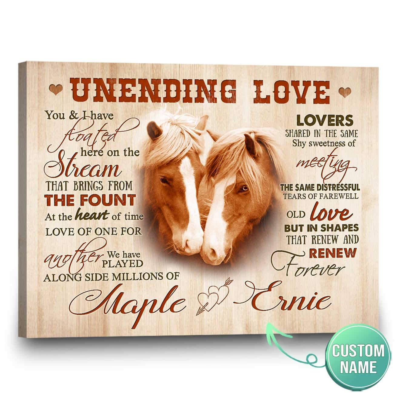 Stunning Gift  Horse Canvas Print Custom Name Unending Love