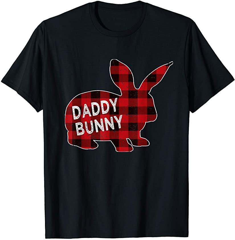 Mens Daddy Bunny Buffalo Plaid Funny Easter Day Bunnies For Dad T-Shirt