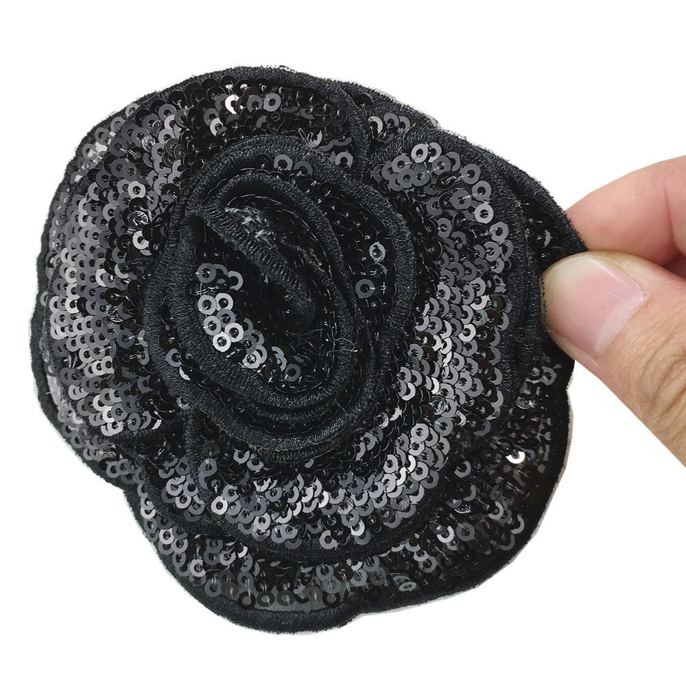 6pc 3D Rose Sequin Patch Red Flower Applique Beaded Flowers Sew On Patches For Clothing Jeans Clothes Appliques Parches AC1106 alx