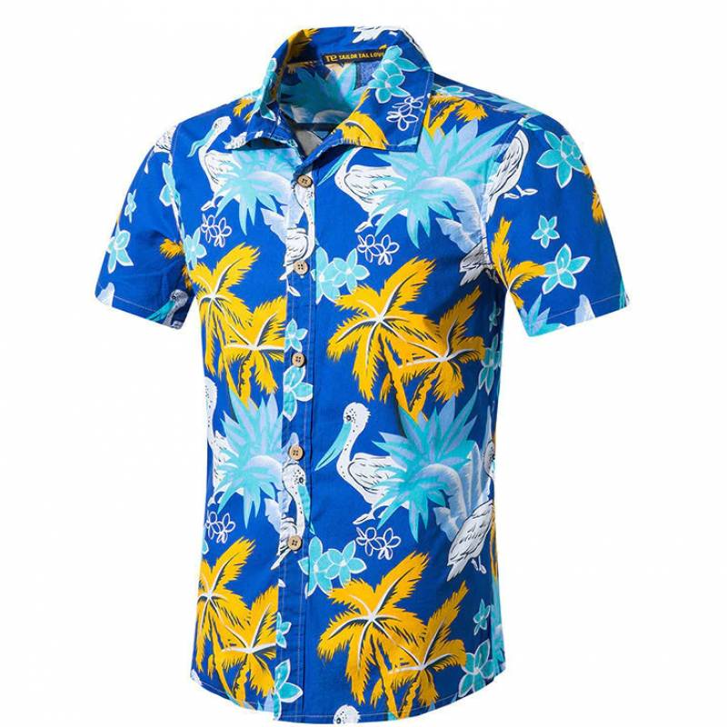 Style Animal print Beach Hawaiian Shirt Men Casual Short Sleeve Hawaii Shirt camisa masculina men clothes 2019