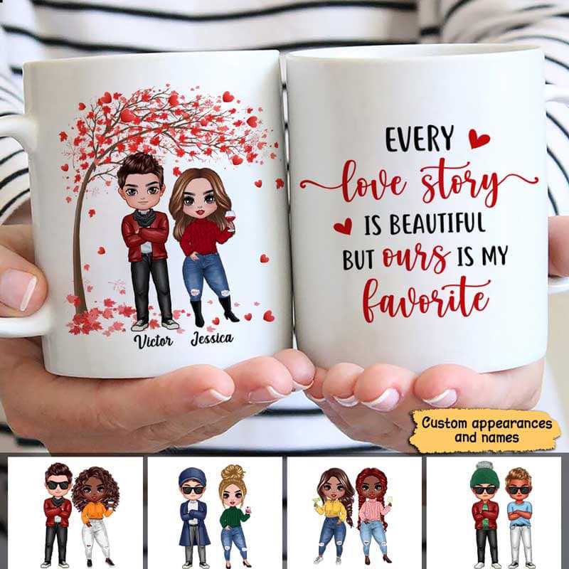 Doll Couple Under Tree Valentine’S Day Gift For Him For Her Personalized Mug