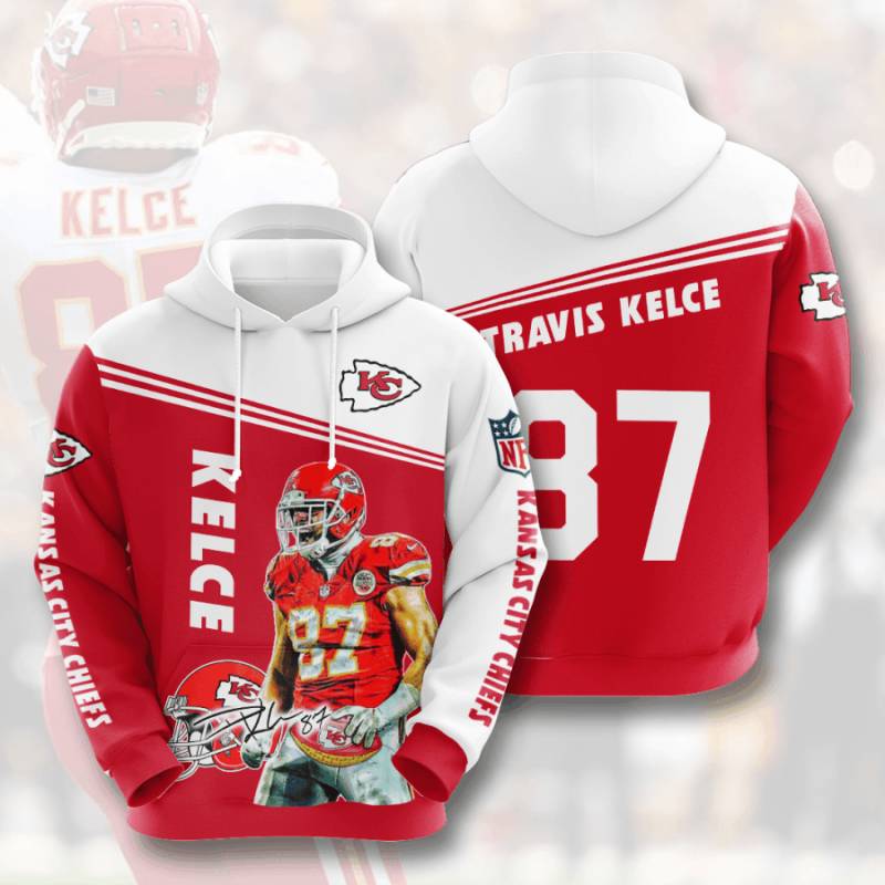 Travis Kelce #87 Kansas City Chiefs All Over Print Hoodie