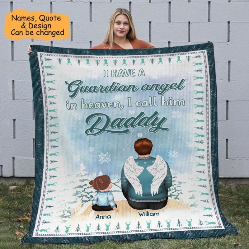 Daddy In Heaven Personalized Christmas Blanket