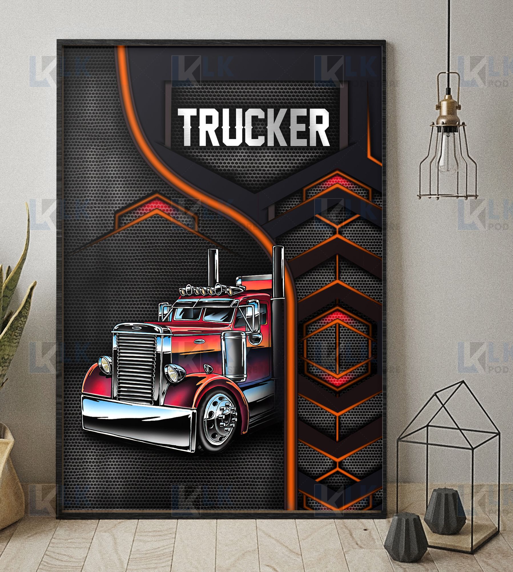 TRUCKER – POSTER Carbon Pattern [ID3-D] | Framed, Best Gift, Pet Lover, Housewarming, Wall Art Print, Home Decor