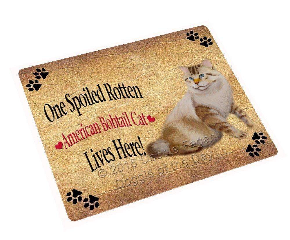 American Bobtail Spoiled Rotten Cat Art Portrait Print Woven Throw Sherpa Plush Fleece Blanket